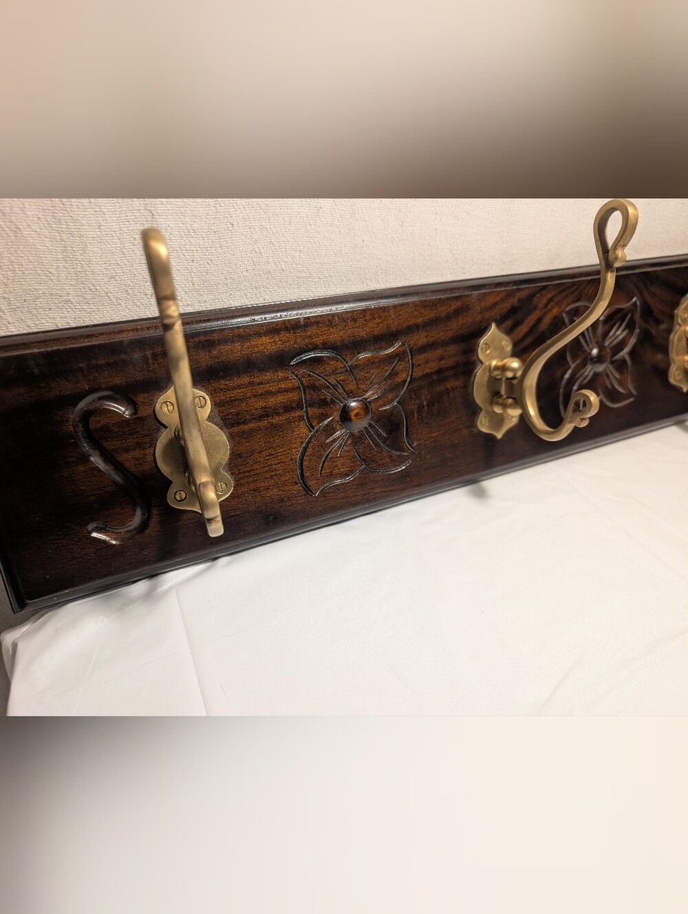 Vintage Mohagony And Brass Art Nouveau Coat Rack
